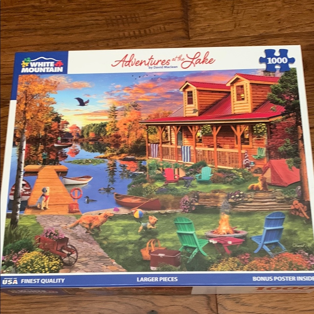 Like New. White Mountain 'Adventures at the Lake' Jigsaw Puzzle